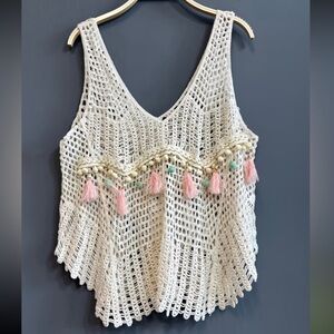 Boho Crochet Tassel Tank Top | One Size | Beach Cover-Up